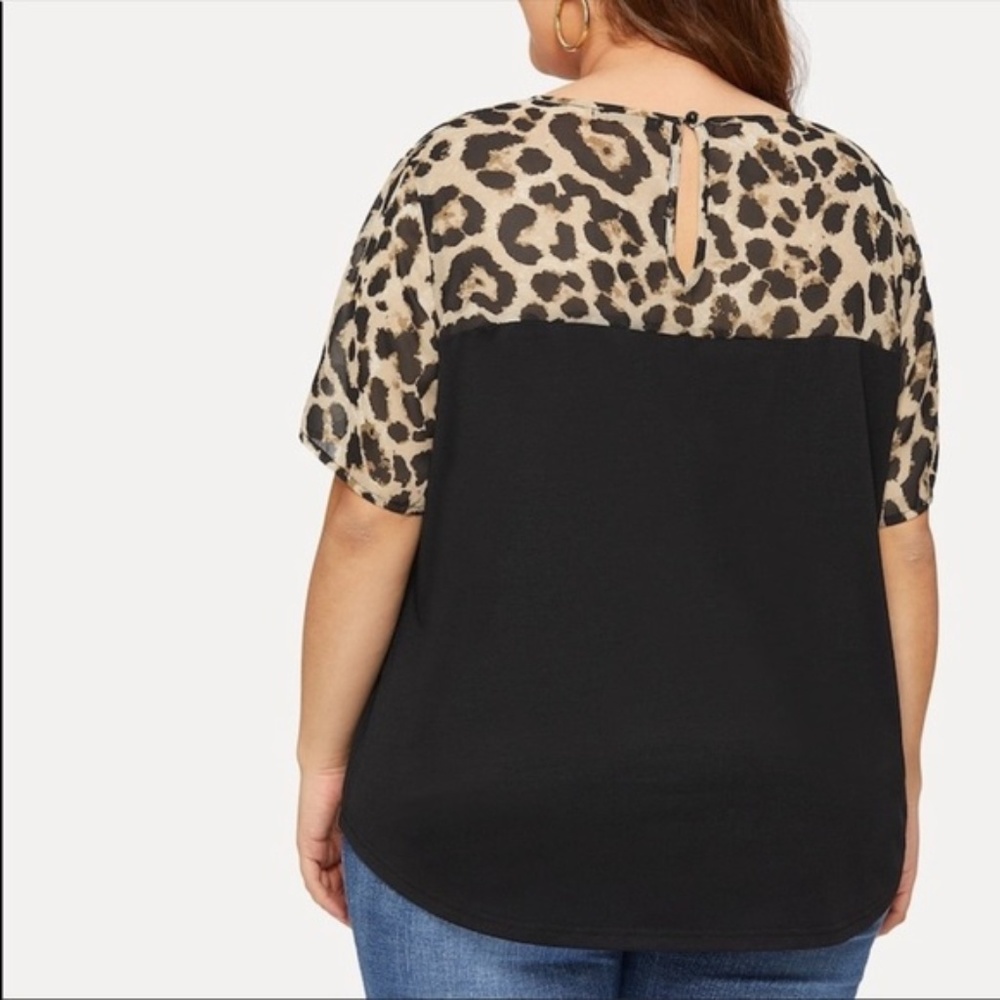 π4 HOST PICKπ PLUS SIZE Leopard print black TOP - Picture 2 of 2